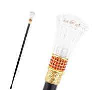 Luxury British Style Walking Cane for Men, Vintage Clear Glass Handle With Premium Metal Shaft, Fashionable Gentleman's Hiking Stick(W-3)