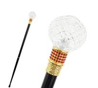 Luxury British Style Walking Cane for Men, Vintage Clear Glass Handle With Premium Metal Shaft, Fashionable Gentleman's Hiking Stick(W-2)