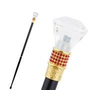 Luxury British Style Walking Cane for Men, Vintage Clear Glass Handle With Premium Metal Shaft, Fashionable Gentleman's Hiking Stick(W-7)