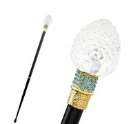 Luxury British Style Walking Cane for Men, Vintage Clear Glass Handle With Premium Metal Shaft, Fashionable Gentleman's Hiking Stick(W-1)