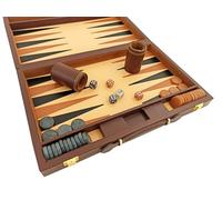 Luxury Brown Leatherette Compact Backgammon Set for 2 Players, Ages 14+ Made in Italy by Italfama, 37.5 x 24.5cm Closed