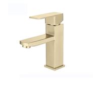Luxury Brushed Basin Faucet Single Lever Bathroom Wash Faucet Hot Cold Water Mixer Taps Deck Mount(Brushed Gold Short)