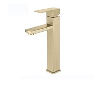Luxury Brushed Basin Faucet Single Lever Bathroom Wash Faucet Hot Cold Water Mixer Taps Deck Mount(Brushed Gold High)