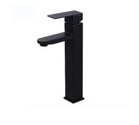 Luxury Brushed Basin Faucet Single Lever Bathroom Wash Faucet Hot Cold Water Mixer Taps Deck Mount(Matte Black High)