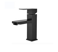 Luxury Brushed Basin Faucet Single Lever Bathroom Wash Faucet Hot Cold Water Mixer Taps Deck Mount(Matte Black Short)