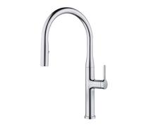 Luxury Brushed Gold Brass Pull Out Kitchen Faucet with Ceramic Cartridge Hot Cold Water Sink Tap Modern High End Durable(G3/8/Chrome 01)