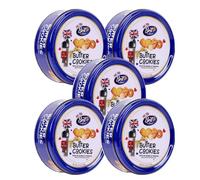 Luxury Butter Cookies in Decorative Gift Tin - 140g Traditional European Biscuits in Airtight Metal Box - Delightful Treat for Birthdays, Christmas, Mother's Day & Special Occasions (Small, 5, count)
