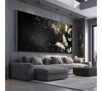 Luxury Butterfly Extra Large Wall Decor Art Deco Gold Star Canvas Modern Canvas Prints Contemporary Animal Print Abstract Painting for Kitchen Office Restaurant, Frameless 60x120 cm