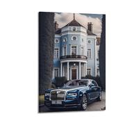 Luxury Car Poster for The Elegant Wraith in Blue Mansion Setting Poster Decorative Painting Canvas Wall Posters And Art Picture Print Modern Family Bedroom Decor Posters 12x18inch(30x45cm)