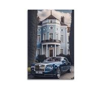 Luxury Car Poster for The Elegant Wraith in Blue Mansion Setting Poster Decorative Painting Canvas Wall Posters And Art Picture Print Modern Family Bedroom Decor Posters 16x24inch(40x60cm)
