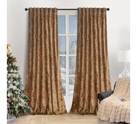 Luxury Caramel Brown Velvet Curtains 108 inches Long - Super Soft Crushed Velvet Drapes Heat Light Blocking Thermal Insulated Window Treatment for Bedroom/Sliding Glass Door, W52 x L108, 2 Panels