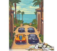 Luxury Cars at Coastal Villa Puzzle Jigsaws 1000 Pieces for Adults & Teenager Age 12 Years Up Christmas Eve Gifts 1000pcs (75x50cm)