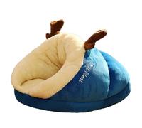 Luxury Cat Calming Bed Sleeping Bag Fleece Self Warming Super cute Thick warm oversized slippers pet bed Cave House Sleeping Bag Mat Winter Pet Cat Dog Rabbit Nest Bed Pad ( Color : Blue , Size : L )