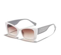 Luxury Cat Eye Sunglasses For Women for Female Glasses Vintage Big Frame Punk Sexy Ladies Sequin Shades (White Tea,One Size)