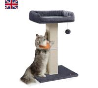 Luxury Cat Scratching Post with Plush Perch & 71 cm Sisal Scratcher, Dark Grey