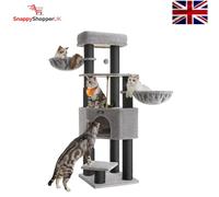 Luxury Cat Tower with Warm Pads, 9 Scratching Posts & 2 Groomers for Large Cats