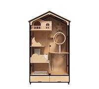 Luxury Cat Villa Rubber Wood Panoramic Glass Extra Large Space Cage Luxury Three-story Home House Cat Enclosure