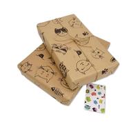 Luxury, Cat Wrapping Paper,2 Sheet pack,Cat Wrap, plus Free Cat Gift Tags. Kraft Paper Perfect for Birthday Wrapping Paper and 100% Recyclable for the Environment (Caricature Cats 2x pack)