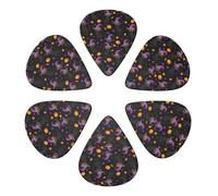 Luxury Celluloid Guitar Picks 6 Pack Halloween Witch Black Cats, Thin, Medium, Heavy Gauges For Electric, Acoustic, Bass & Ukulele