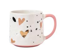 Luxury Ceramic Bone China Coffee Mug with Gold Heart Design 500ml Assorted Designs