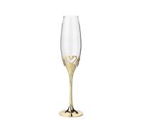 Luxury Champagne Glasses Flutes Set of 2 - Elegant Crystal Gold Lead-Free 8oz Glass Swan-Design Diamond-Accented Heart-shaped Zinc Alloy Base, for Weddings Party Birthday Anniversary Romantic Gifts
