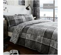 GC GAVENO CAVAILIA Checked Bedding Double Bed Set - Hypoallergenic Reversible Duvet Cover With Pillowcases - Comforter Cover Duvet Sets (200x200 cm) - Grey
