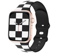 Luxury Checkered Designer Bands Compatible with Apple Watch Band 42mm 44mm 45mm 46mm 49mm Women Men,Soft Silicone Sport Strap Replacement Wristbands for iWatch Series 10 9 8 Ultra 7 6 5 4 3 2 1 SE