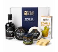 Luxury Cheese and Port Hamper - CAN BE GIFT MESSAGED - with 2x Snowdonia Cheese Truckles & Chutney, Churchills Port & Cradocs Pear Crackers - From Great British Trading