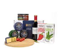Luxury Cheese Gift Hamper with Snowdonia Cheese Truckles, Chutney, Cradocs Crackers, Red Wine. British Gifts Ideal for Any Occasion