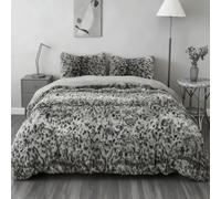 Luxury Cheetah Print Plush Shaggy Duvet Cover Fluffy Velvet Comforter Cover, Soft Fuzzy Bedding Set(1 Faux Fur Comforter Cover+1 Furry Pillowcase) Zipper Closure (Leopard Print Grey, Twin Cover)