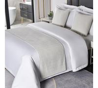 Luxury Chenille Bed Runner Scarf Hotel-Quality Bed End Towel Decorative Bedding Protector for Foot of Bed 50x210cm White Bedspread for Home & Hotel