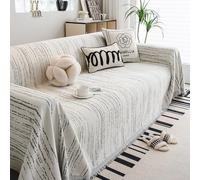 Luxury Chenille Sofa Cover Striped Slipcover for 2 3 & 4 Seater Reversible Non Slip Dustproof Furniture Protector Gray 180x280cm Stylish Home Decor