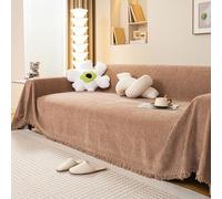 Luxury Chenille Throw Blanket for Sofas Herringbone Slipcover Non Slip Couch Cover Washable Fur Protector for 1 4 Seater All Seasons (180x280cm Khaki)