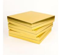 Luxury Chocolate Box with 4x4 Divider - Colorful Rigid Cardboard Gift Boxes - 16 Slot Empty Packaging for Handmade Chocolates, Wedding or Party Favor Display (Gold 3 pcs)