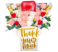 Luxury Chocolate Gift Bouquet for Her - Chocolate Truffles, Heart Chocolates, Scented Candles & Faux Roses - Romantic Hamper for Women - Thank You, Anniversary, Teachers Appreciation Gifts