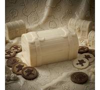 Luxury Chocolate Treasure Chest - Handmade Belgian Chocolate with 8 Gourmet Truffles - Gift by Youlden’s of Yorkshire, White Chocolate, Happy Anniversary Ribbon