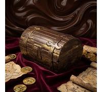 Luxury Chocolate Treasure Chest - Handmade Belgian Chocolate with 8 Gourmet Truffles - Gift by Youlden’s of Yorkshire, Dark Chocolate, Y.Y. Gold Ribbon