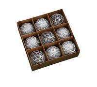 Luxury Christmas Baubles Set, 9pcs 6cm Copper and Gold Christmas Ball Ornaments for Tree Decorations (Silver)