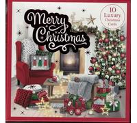 Luxury Christmas Cards Box Set - 10 Assorted Holiday Greeting Cards with Envelopes, Festive Fireplace & Christmas Tree Design, Premium Quality for Family & Friends
