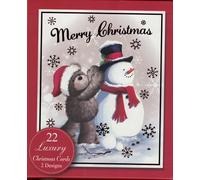 Luxury Christmas Cards Boxed Set - 22 Pack with Envelopes, 2 Festive Designs (Cute Bear & Snowman) - Holiday Greeting Cards Bulk Assortment