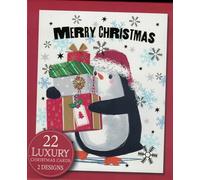 Luxury Christmas Cards Pack, 22 Cards with 2 Festive Designs, Penguin Christmas Collection