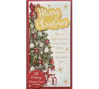 Luxury Christmas Cards Pack of 18 - Foil Embossed Xmas Cards, 2 Festive Designs with Christmas Tree & Presents - Holiday Greeting Cards Multipack with Envelopes