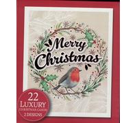 Luxury Christmas Cards with Robin Design, 22 Pack, 155 mm x 125 mm, 2 Designs
