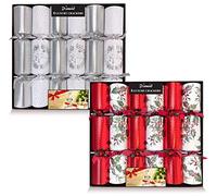 Luxury Christmas Crackers Traditional Foliage + Silver Wreath - 2 x Pack 6 x 14.5in with Supreme contents + 12pcs of Bingo Card - By Diamond Brand