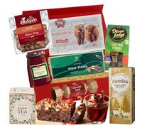 Luxury Christmas Food and Drink Hamper - Festive Tea Gift Set - With Mulled Wine Spice (Makes one Bottle), Fruit Cake, Clotted Cream Fudge, Shortbread, Jam & Tea - For Families, Couples, Corporate