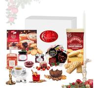 Luxury Christmas Food Hamper Basket - Includes Chutney, Mini Jam Jars, Christmas Pudding, Shortbread, Mince Pies & New English Tea - Perfect Festive Gift for Couples, Families & Women