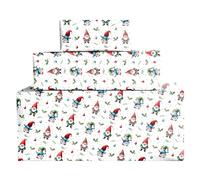 Luxury Christmas Gonk Wrapping Paper - Playful Nordic Gnome Print with Red & Green Hats, Holly & Baubles - Gift Wrap Sheets or Rolls up to 6m - 100gsm FSC Certified Smooth Matte - 2M