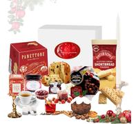 Luxury Christmas Hamper for Families and Couples - Includes Panettone Cake, Chutney, Mini Jam Jars, Christmas Pudding, Shortbread, New English Tea - Gourmet Food Gift Basket for Women, Couples