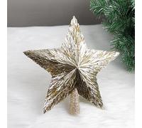Luxury Christmas Tree Star Topper Handmade Xmas Tree Decoration Unique Christmas Toppers Indoor Decorations Outdoor Ornaments for Party for Friends and Family (Champagne Gold, L (10 inches))
