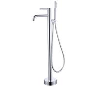 Luxury Chrome Freestanding Tub Filler - Floor Mount Shower Mixer Tap Durable Brass Construction Single Lever Control Modern Bathroom Faucet for Elegant Bathtubs